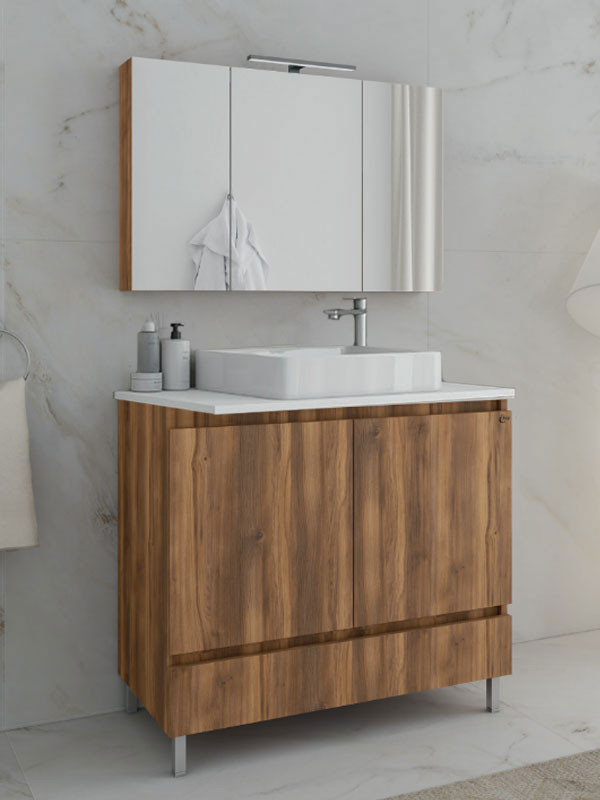 Drop Delta 90 Amber Baroque Oak 5FDLP90WH Έπιπλο Μπάνιου Μοντέρνο