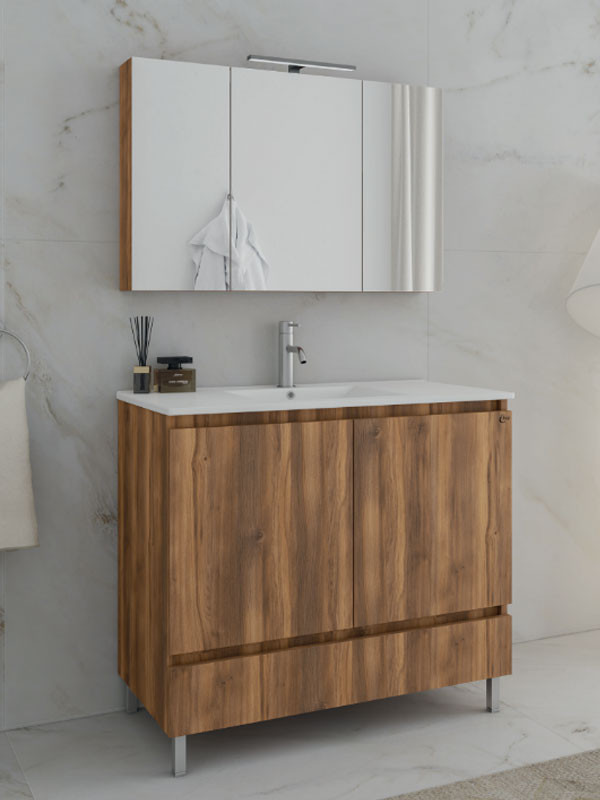 Drop Delta 90 Amber Baroque Oak 5FDL090BO Έπιπλο Μπάνιου Μελαμινικό