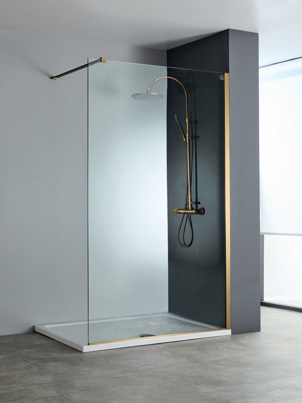 Devon Iwis Walk-In Inox Bronze Brushed PVD Καμπίνα Παραβάν Ντουζιέρας