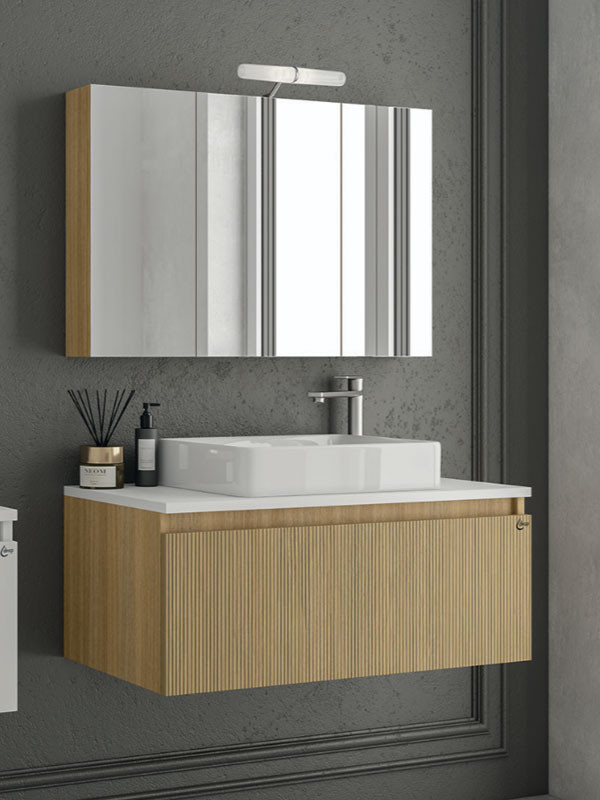 Drop Liberty 100 Slavonia Oak & Strada 5FLIP10LO Έπιπλο Μπάνιου Μοντέρνο