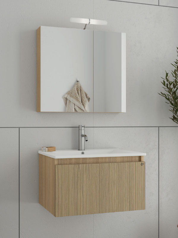 Drop Liberty 60 Slavonia Oak & Strada 5FLI060LO Έπιπλο Μπάνιου Μελαμινικό