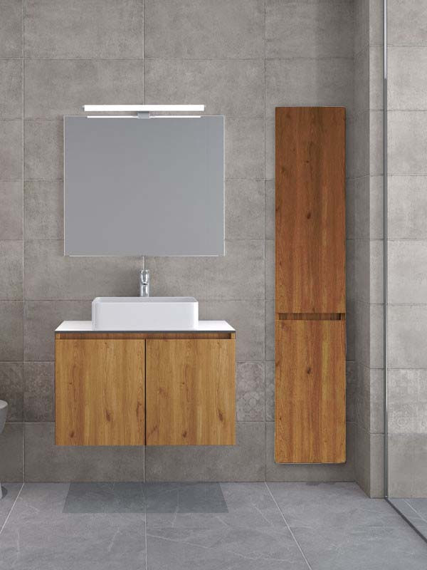 Furnibath Madrid 80 CWL Compact Walnut Έπιπλο Μπάνιου Μοντέρνο