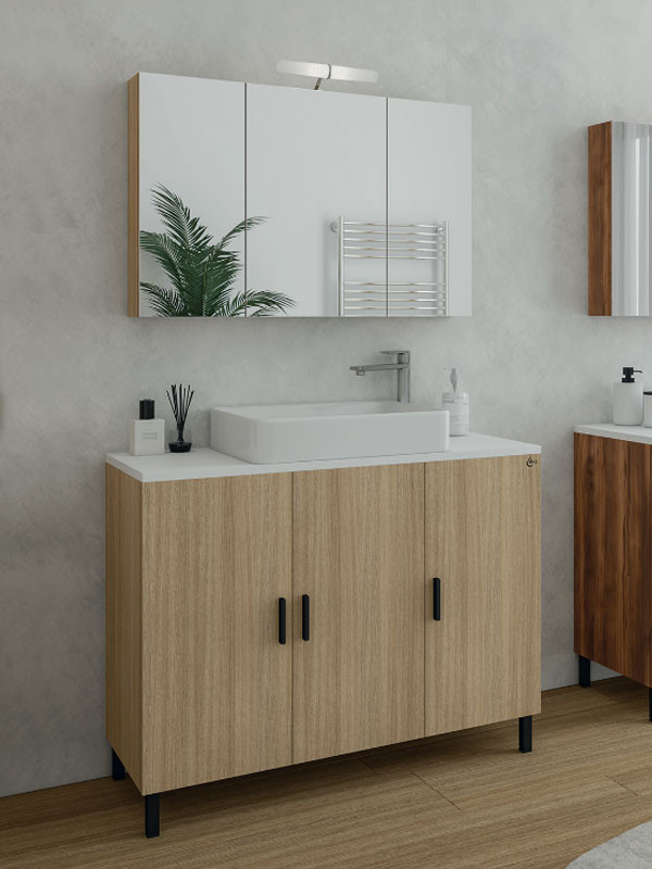 Drop Roma 100 Slavonia Oak 5FRMP10SO Έπιπλο Μπάνιου Μελαμινικό