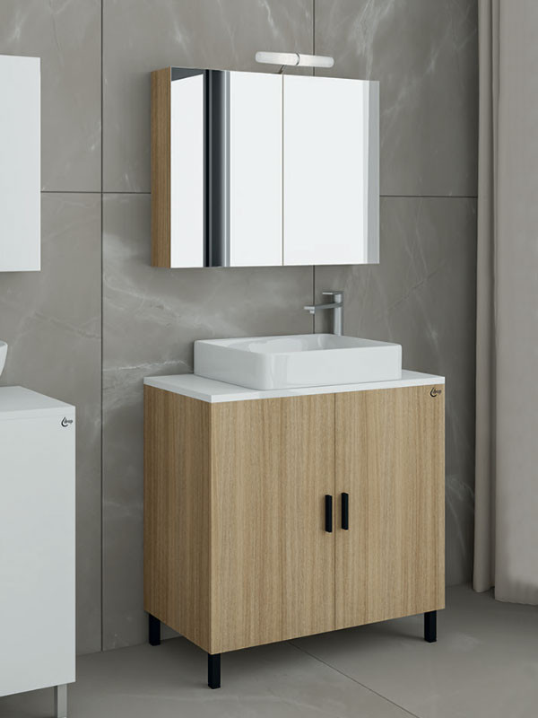 Drop Roma 80 Slavonia Oak 5FRMP80SO Έπιπλο Μπάνιου Μελαμινικό