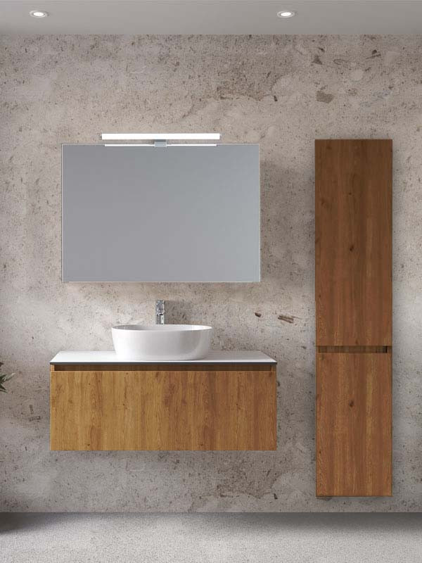 Furnibath Sevilla 100 CWL Compact Walnut Έπιπλο Μπάνιου Μοντέρνο