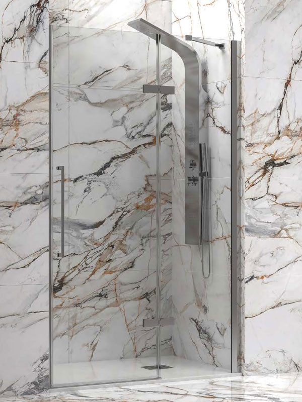 Karag Tinos 400 Brushed Inox Καμπίνα Ντουζιέρας Τοίχο - Τοίχο