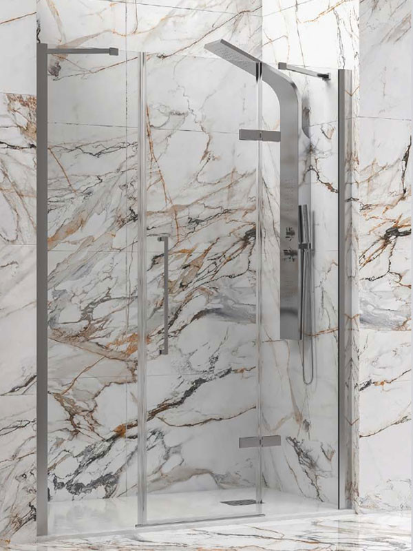 Karag Tinos 600 Brushed Inox Καμπίνα Ντουζιέρας Τοίχο - Τοίχο