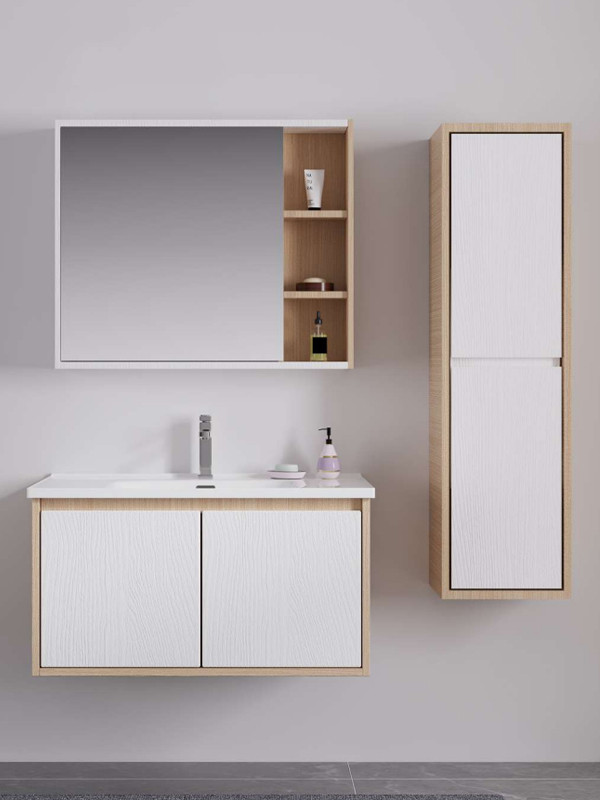 Martin Vera 80 Matte White - Oak Έπιπλο Μπάνιου 