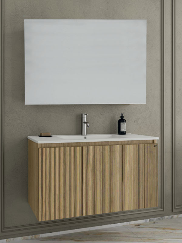 Drop Verona 100 Slavonia Oak & Strada 5FVRM10LO Έπιπλο Μπάνιου Μελαμινικό