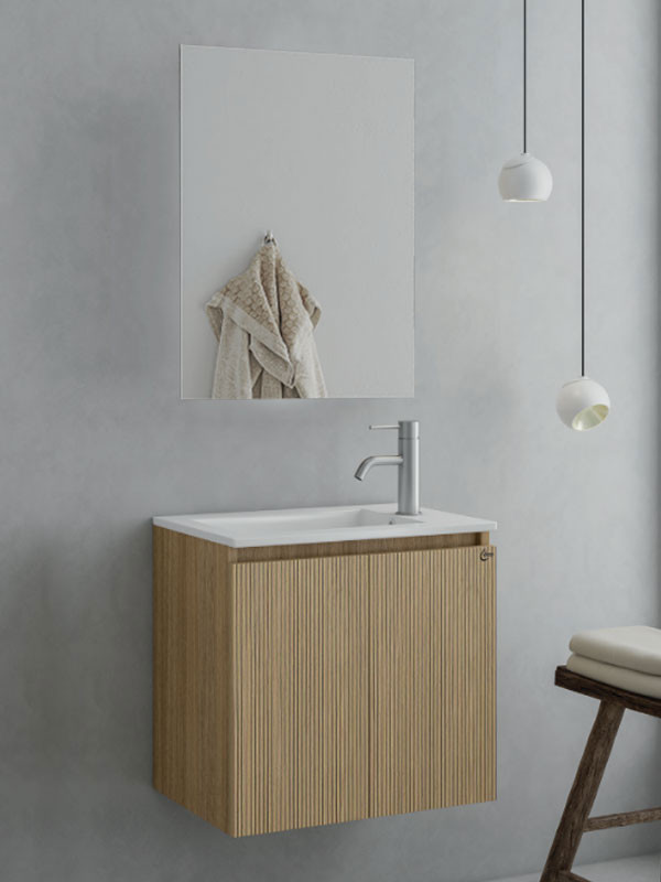 Drop Verona 55 Slavonia Oak & Strada 5FVRM55LO Έπιπλο Μπάνιου Μελαμινικό