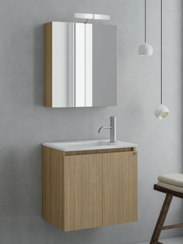 Drop Verona 55 Slavonia Oak & Strada 5FVR055LO Έπιπλο Μπάνιου Μελαμινικό