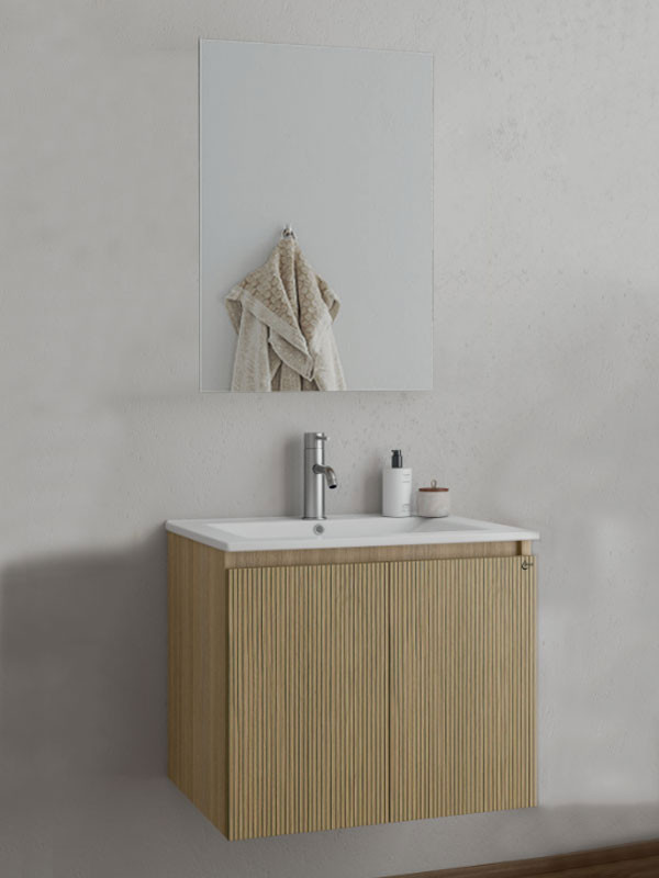 Drop Verona 60 Slavonia Oak & Strada 5FVRM60LO Έπιπλο Μπάνιου Μελαμινικό