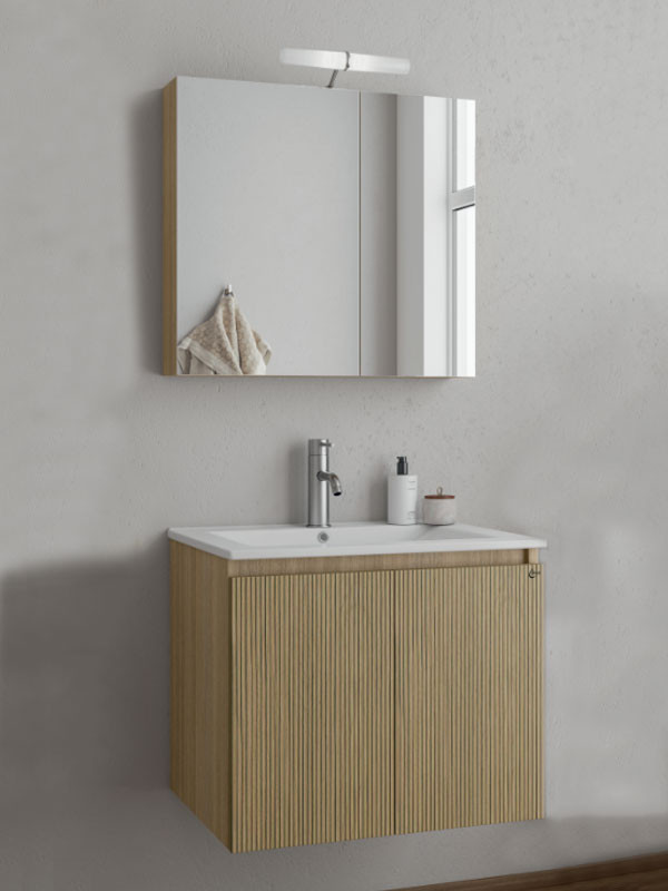 Drop Verona 60 Slavonia Oak & Strada 5FVR060LO Έπιπλο Μπάνιου Μελαμινικό