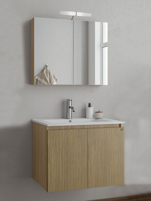 Drop Verona 75 Slavonia Oak & Strada 5FVR075LO Έπιπλο Μπάνιου Μελαμινικό