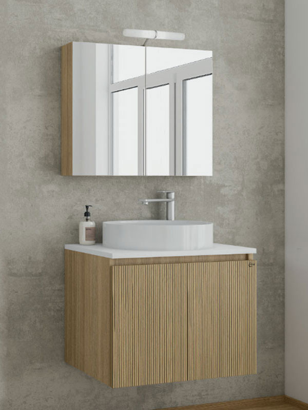 Drop Verona 75 Slavonia Oak & Strada 5FVRP75LO Έπιπλο Μπάνιου Μελαμινικό