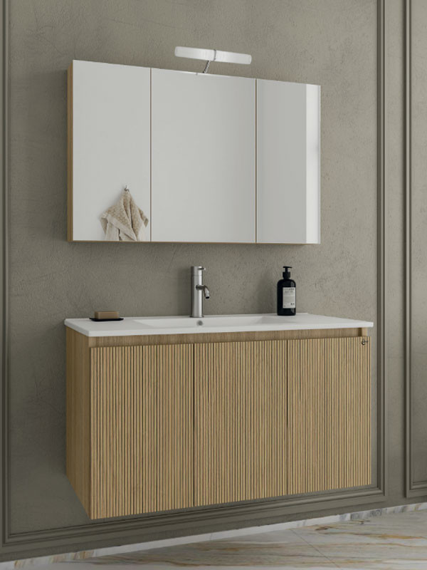 Drop Verona 90 Slavonia Oak & Strada 5FVR090LO Έπιπλο Μπάνιου Μελαμινικό