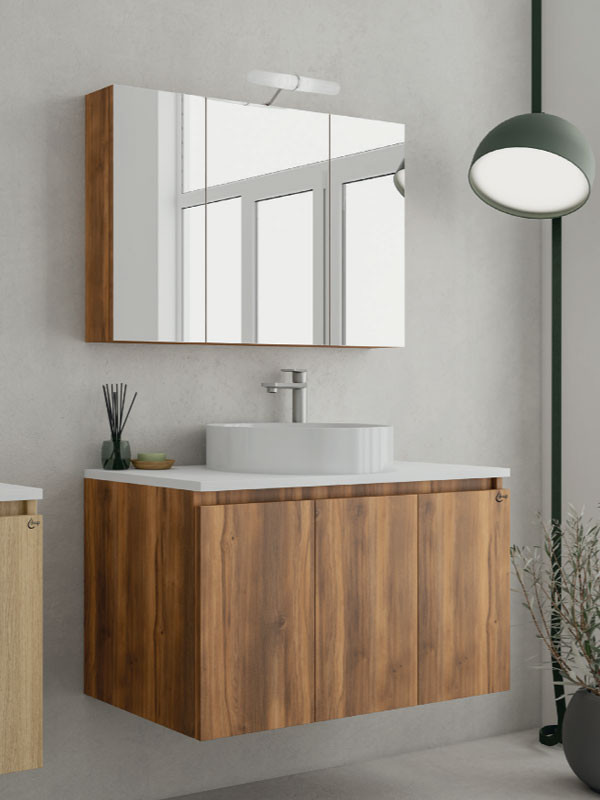 Drop Verona 90 Amber Baroque Oak 5FVRP90BO Έπιπλο Μπάνιου Μελαμινικό